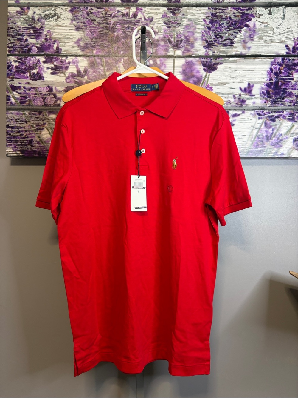 Polo by Ralph Lauren Red Classic Polo Shirt with Flesh Pony NWT Size S
